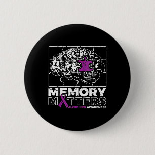 Badge Rond 5 Cm Problème de mémoire Violet Ribbon Cerveau Puzzle H