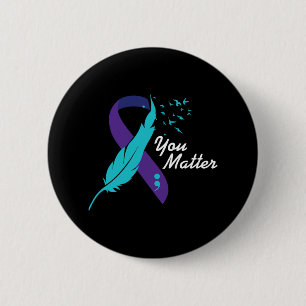 Badge Rond 5 Cm Problème Ruban Suicide Sensibilisation Santé menta