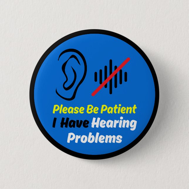 Badge Rond 5 Cm Problèmes auditifs Design bleu (Devant)