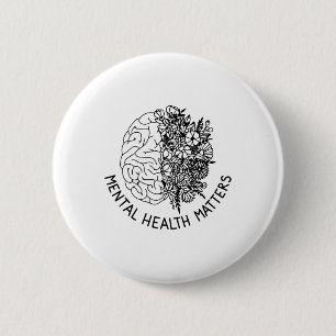 Badge Rond 5 Cm Problèmes de santé Fleurs du cerveau humain Sensib