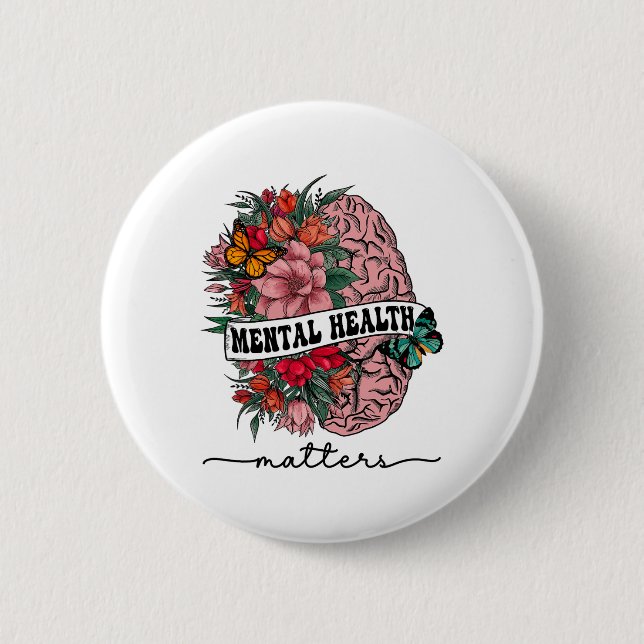 Badge Rond 5 Cm Problèmes de santé mentale de la stigmatisation Se (Devant)