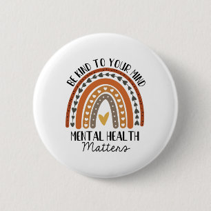 Badge Rond 5 Cm Problèmes de santé mentale type Polka Dot Rainbow