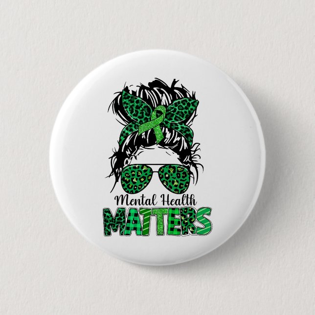 Badge Rond 5 Cm Problèmes de santé Sensibilisation Messy Bun Emoti (Devant)