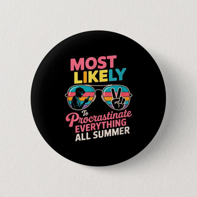 Badge Rond 5 Cm Procrastinator Gift Funny Summer Quote Lazy Lifest (Devant)