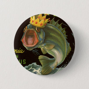 Badge Rond 5 Cm Produit vintage Can Étiquette Art, Kingfish Aspara