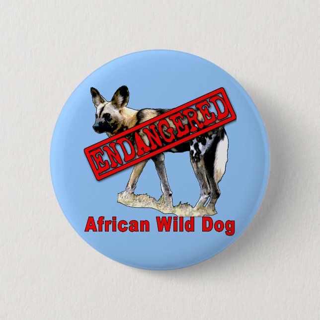 Badge Rond 5 Cm Produits animaux mis en danger africains de chien (Devant)
