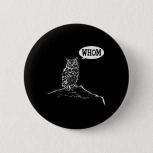 Badge Rond 5 Cm Prof d'anglais drôle de grammaire de hibou qui