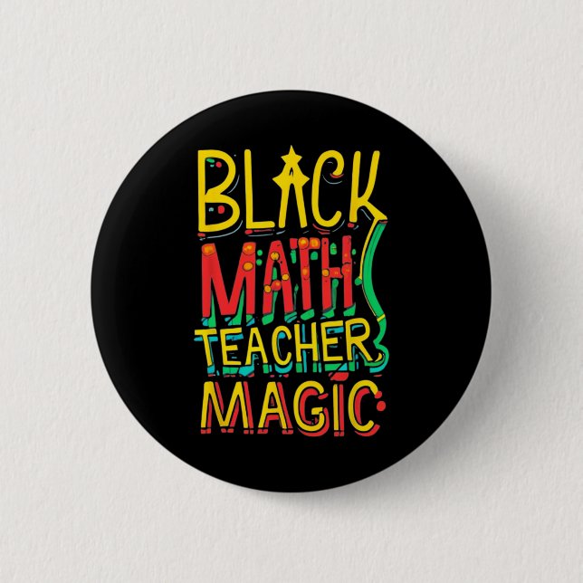 Badge Rond 5 Cm Prof de maths afro-américain drôle de magie Histoi (Devant)