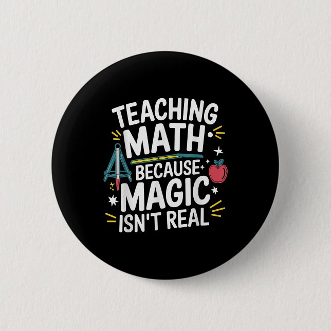 Badge Rond 5 Cm Prof de maths drôle amateur d'algèbre retour à l'é (Devant)