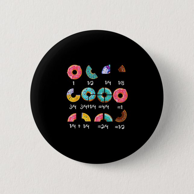 Badge Rond 5 Cm Prof de maths fraction de beignet retour à l'école (Devant)