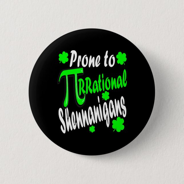 Badge Rond 5 Cm Prof de maths Pi Day St Patrick's Day 2025 Shamroc (Devant)