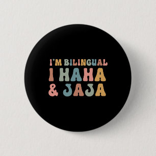 Badge Rond 5 Cm Prof d'espagnol drôle Groovy Je suis bilingue je h