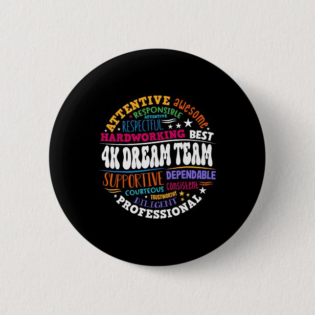 Badge Rond 5 Cm Prof enseignant Équipe de rêve Groovy 4k Maternell (Devant)