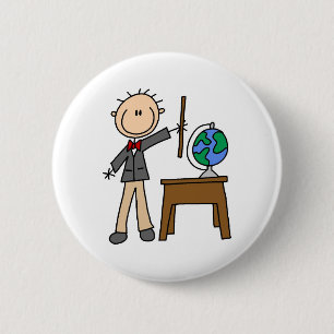 Badge Rond 5 Cm Professeur avec le globe
