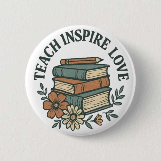 Badge Rond 5 Cm Professeur Boho - Enseigner Inspirer l'amour Vinta (Devant)