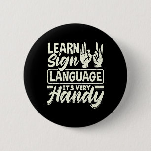 Badge Rond 5 Cm Professeur d'alphabet ASL Langue des signes améric