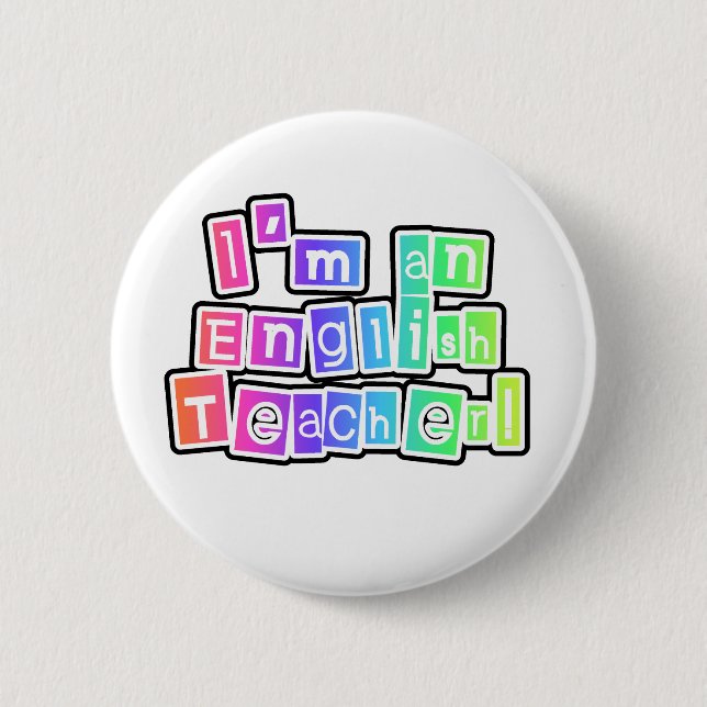 Badge Rond 5 Cm Professeur d'Anglais intelligent de couleurs (Devant)