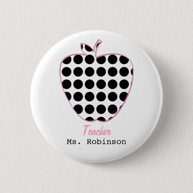 Badge Rond 5 Cm Professeur d'Apple de point de polka (Devant)