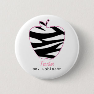 Badge Rond 5 Cm Professeur d'Apple d'impression de zèbre