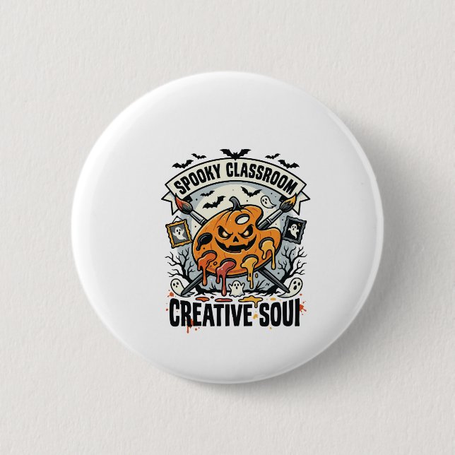 Badge Rond 5 Cm Professeur d'art Halloween Classe effrayante (Devant)