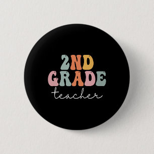 Badge Rond 5 Cm Professeur de 2e année Rétro Groovy Vintage Premie