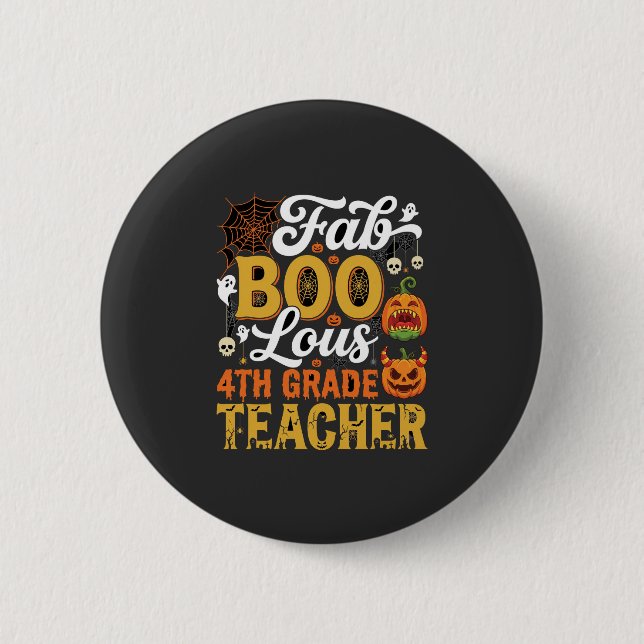 Badge Rond 5 Cm Professeur de 4e année Faboolous Halloween (Devant)