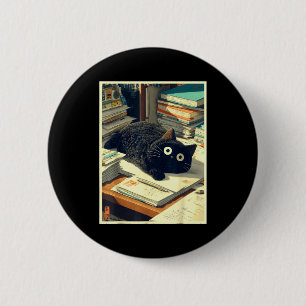 Badge Rond 5 Cm Professeur de chat japonais drôle élève école dern