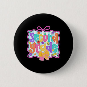 Badge Rond 5 Cm Professeur de deuxième année élève coquette crayon