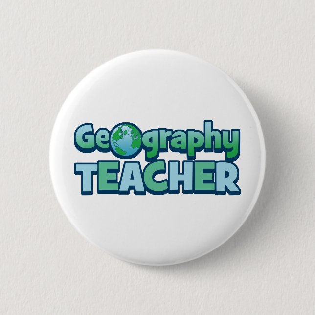 Badge Rond 5 Cm Professeur de géographie Blue Globe (Devant)