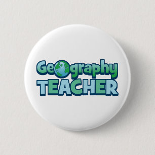 Badge Rond 5 Cm Professeur de géographie Blue Globe