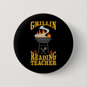 Badge Rond 5 Cm Professeur de lecture Bbq Grill Fumeur Et Chef Byr