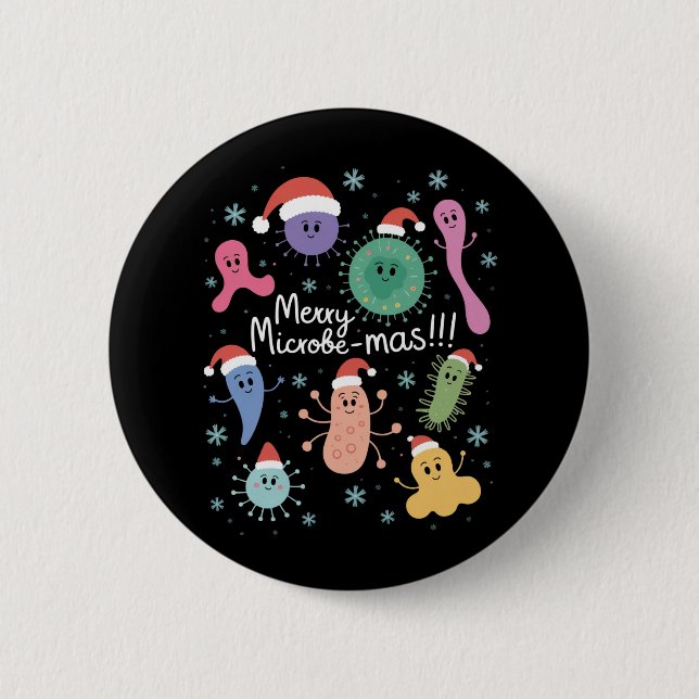 Badge Rond 5 Cm Professeur de microbiologie de Noël Microbe (Devant)
