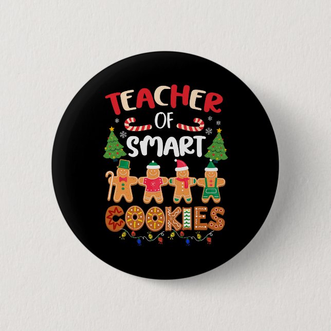 Badge Rond 5 Cm Professeur de Noël de biscuits intelligents Funny  (Devant)