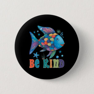 Badge Rond 5 Cm Professeur de poisson à l'échelle arc-en-ciel gent