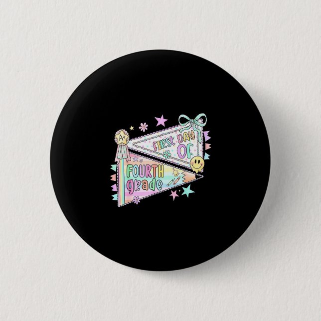 Badge Rond 5 Cm Professeur de quatrième année drapeau de pennant d (Devant)