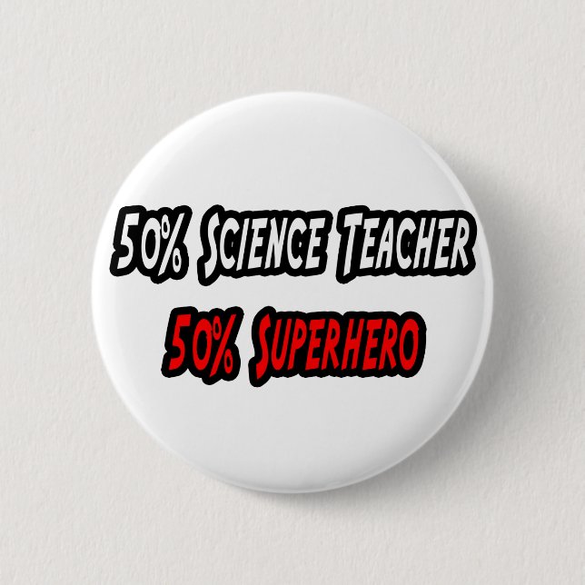 Badge Rond 5 Cm Professeur de sciences / Superhero (Devant)