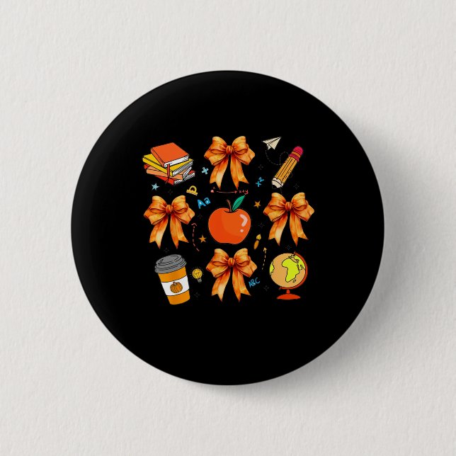 Badge Rond 5 Cm Professeur de Thanksgiving Coquette Professeur Arc (Devant)