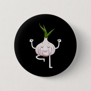 Badge Rond 5 Cm Professeur de Yoga Fitness Amateur d'Ail Légume Lo
