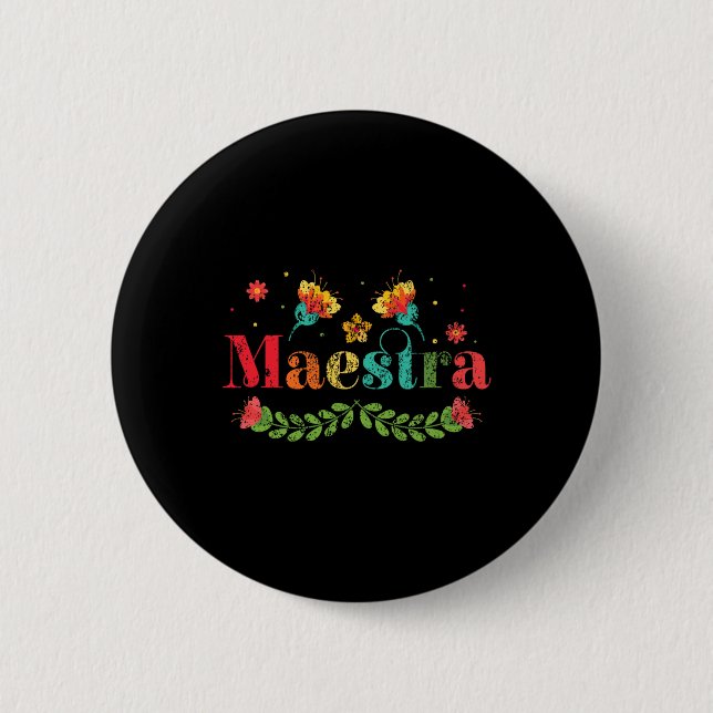Badge Rond 5 Cm Professeur d'espagnol Maestra multilingue Thé bili (Devant)