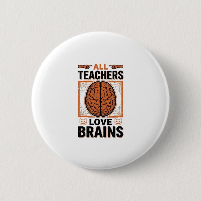 Badge Rond 5 Cm Professeur drôle Halloween Cerveaux Graphique Vint (Devant)
