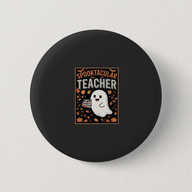 Badge Rond 5 Cm Professeur effrayant design de fantôme d'Halloween (Devant)