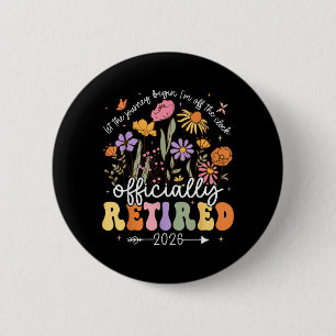 Badge Rond 5 Cm Professeur femme retraite florale 2026 retraité