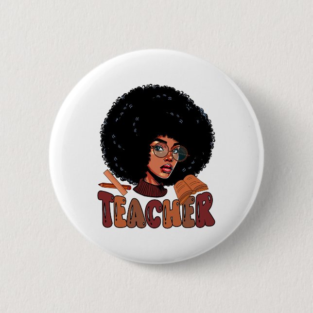 Badge Rond 5 Cm Professeur Fier Costume d'équipe d'emploi Afro Man (Devant)