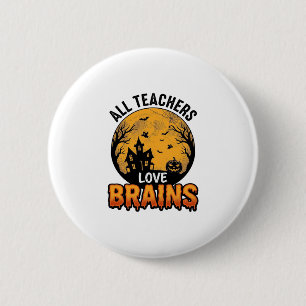 Badge Rond 5 Cm Professeur Halloween Amour Cerveaux Design Vintage