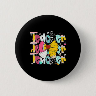 Badge Rond 5 Cm Professeur Préparé Crayon Coquette Nœud Professeur