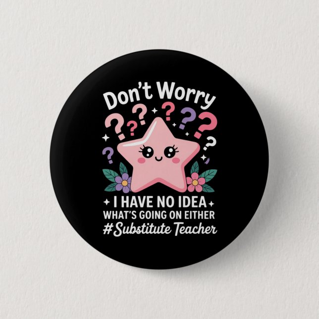 Badge Rond 5 Cm Professeur remplaçant Kawaii (Devant)