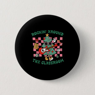 Badge Rond 5 Cm Professeur Rétro Groovy Noël Rockin' Around The