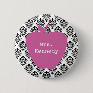 Badge Rond 5 Cm Professeur rose de damassé d'Apple