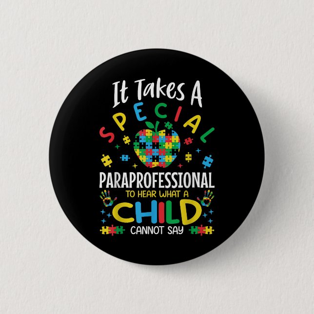 Badge Rond 5 Cm Professeur spécial de Sensibilisation sur l'autism (Devant)