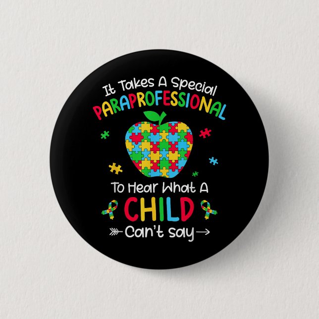 Badge Rond 5 Cm Professeur spécial de Sensibilisation sur l'autism (Devant)